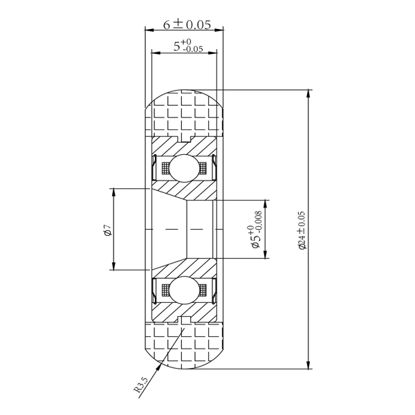 625ZZ O type Shower Roller D5XD24X6