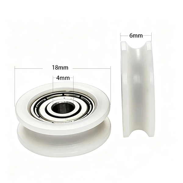 624ZZ U Type Plastic Roller Pulley d4*D18*6mm