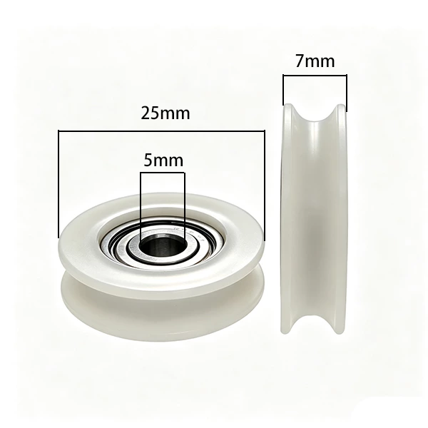 625ZZ U Type Plastic Roller Pulley d5*D25*7mm