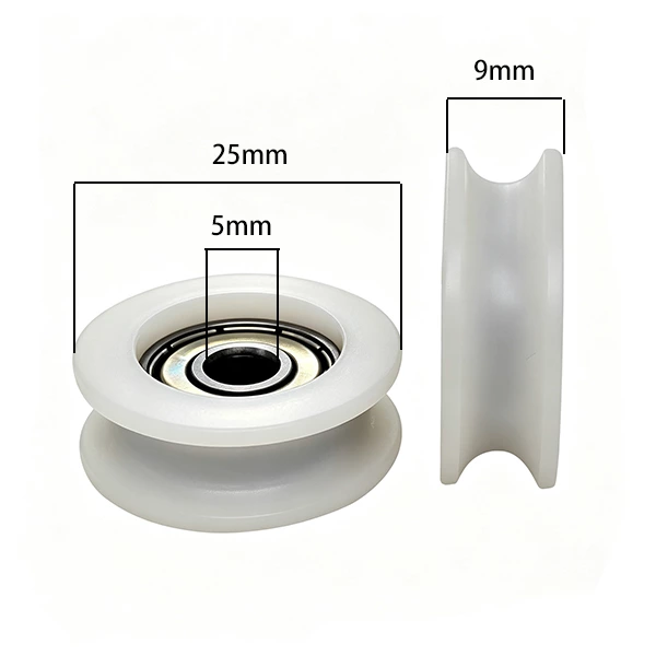 625ZZ U Type Plastic Roller Pulley d5*D25*9mm