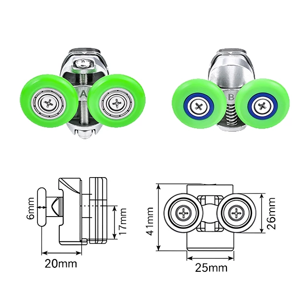 26mm outer diameter bathroom glass door pulley
